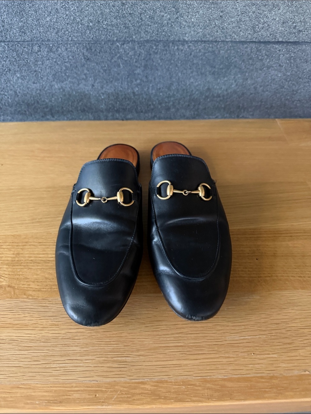 Gucci Black Leather Horsebit Mule Loafers